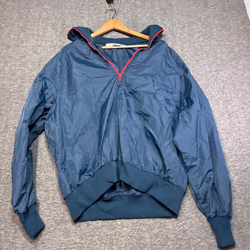 West Wind Windbreaker Jacket‎ Men XXL Blue Vintage Quarter Zip Pullover